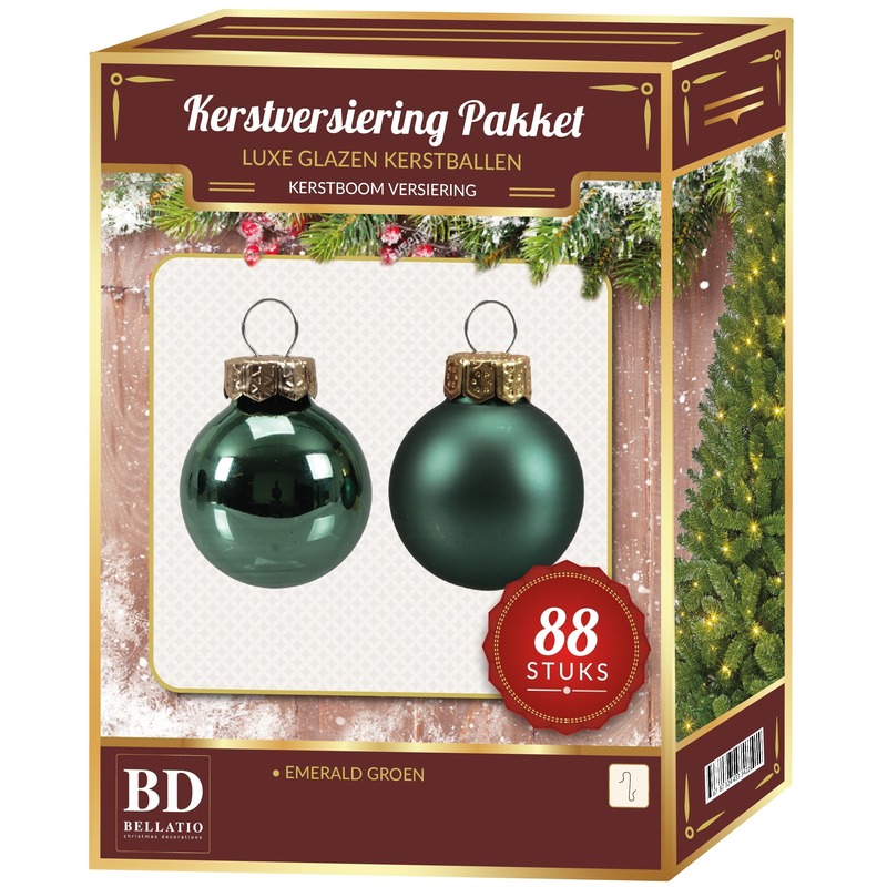Glazen Kerstballen set 88-delig Emerald groen Top Merken Winkel